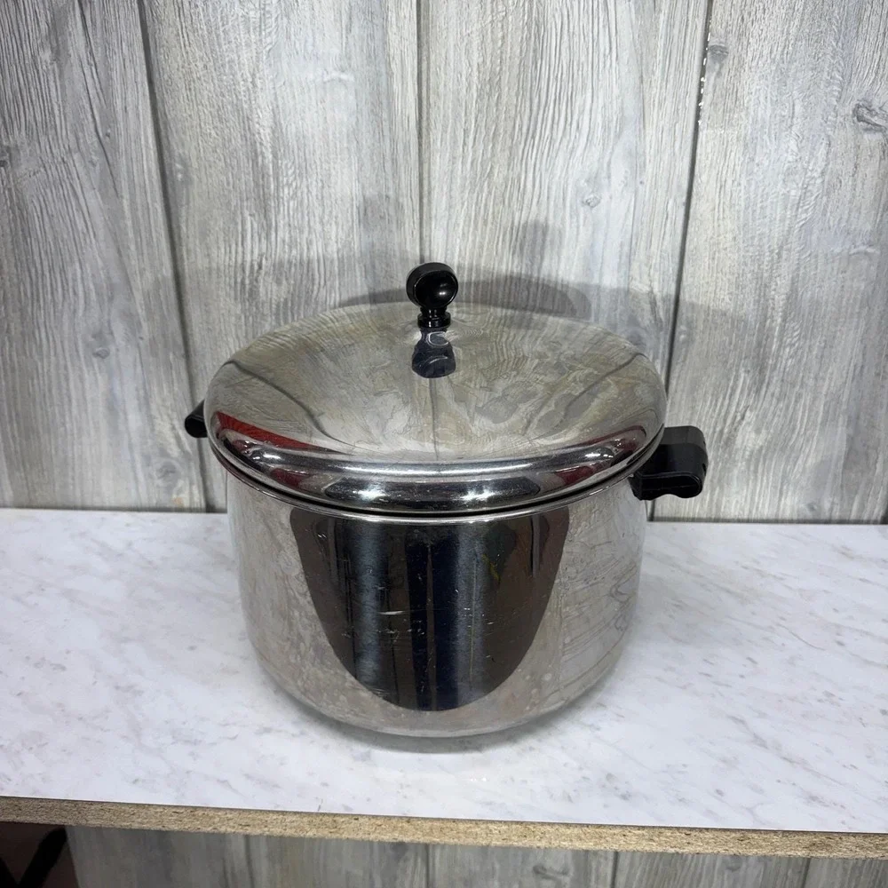 Farberware 8 Qt Stockpot Aluminum Clad Stainless Steel with Lid Steamer Insert